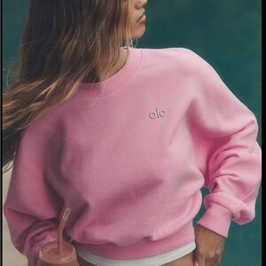 ALO Pink Casual Crewneck Hoodie